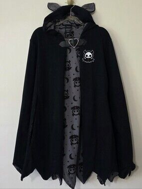 Skelanimals Diego Bat Hooded Cape 3D Bat Ears Vampire Emo Goth Alt Streetwear